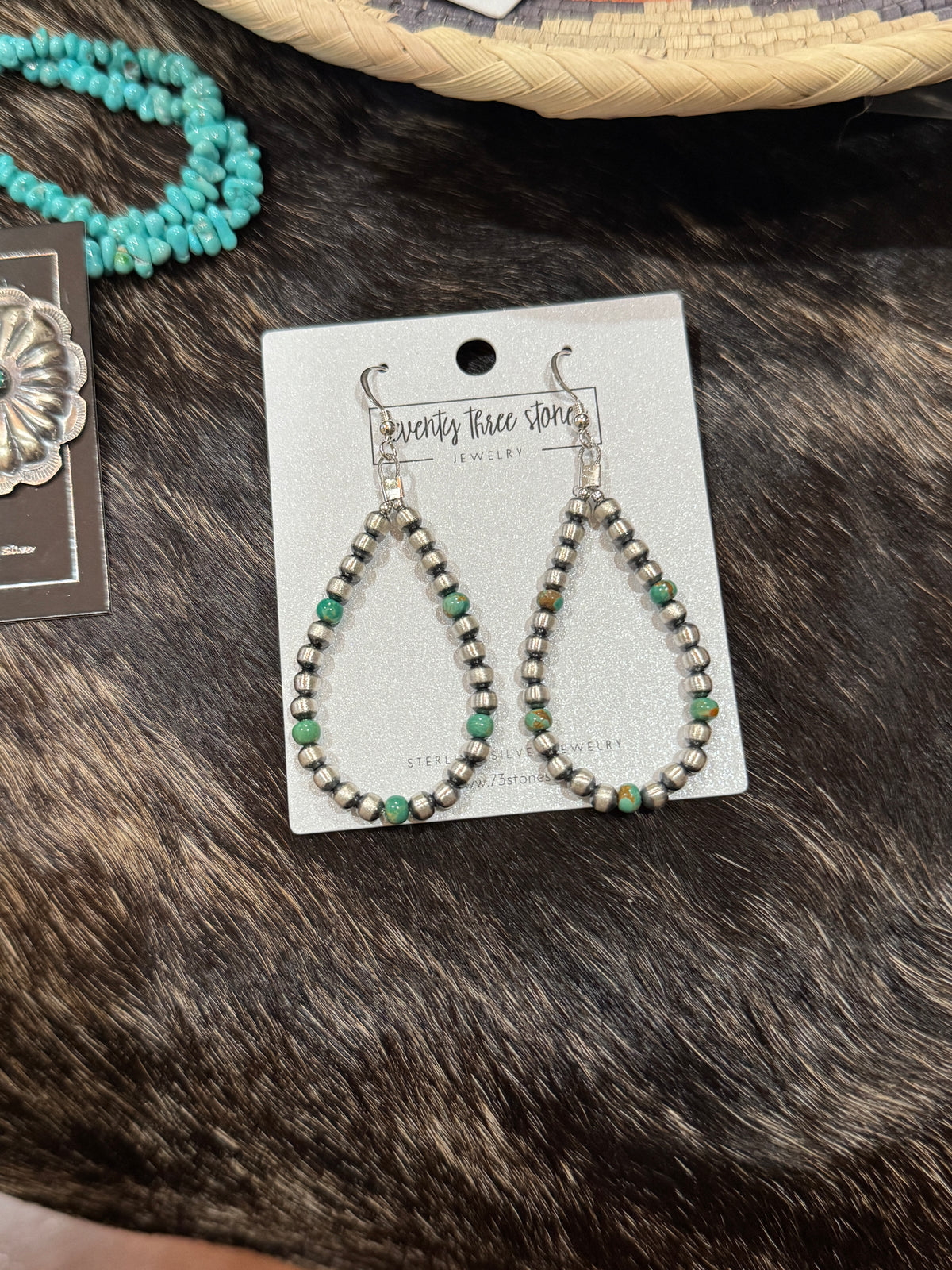 Turquoise (greener) 4mm teardrop 2.5”