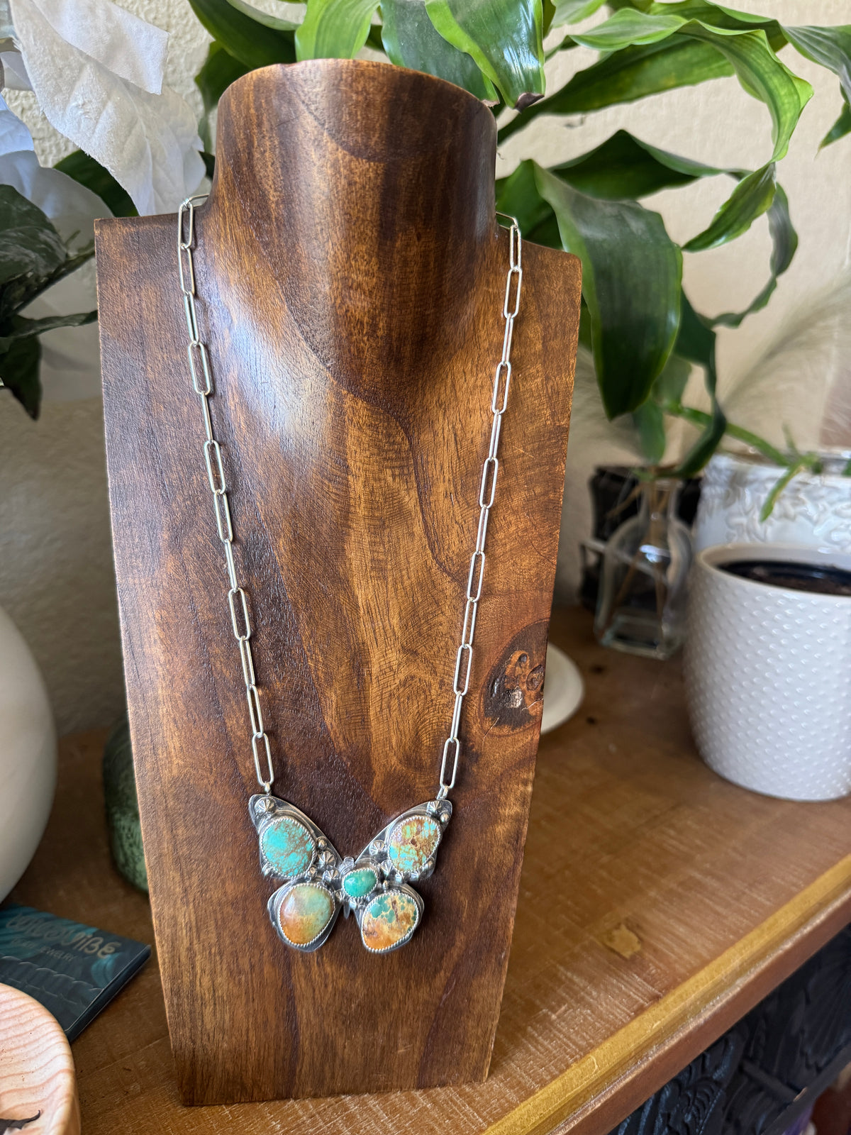 Royston Turquoise butterfly Necklace, 19”