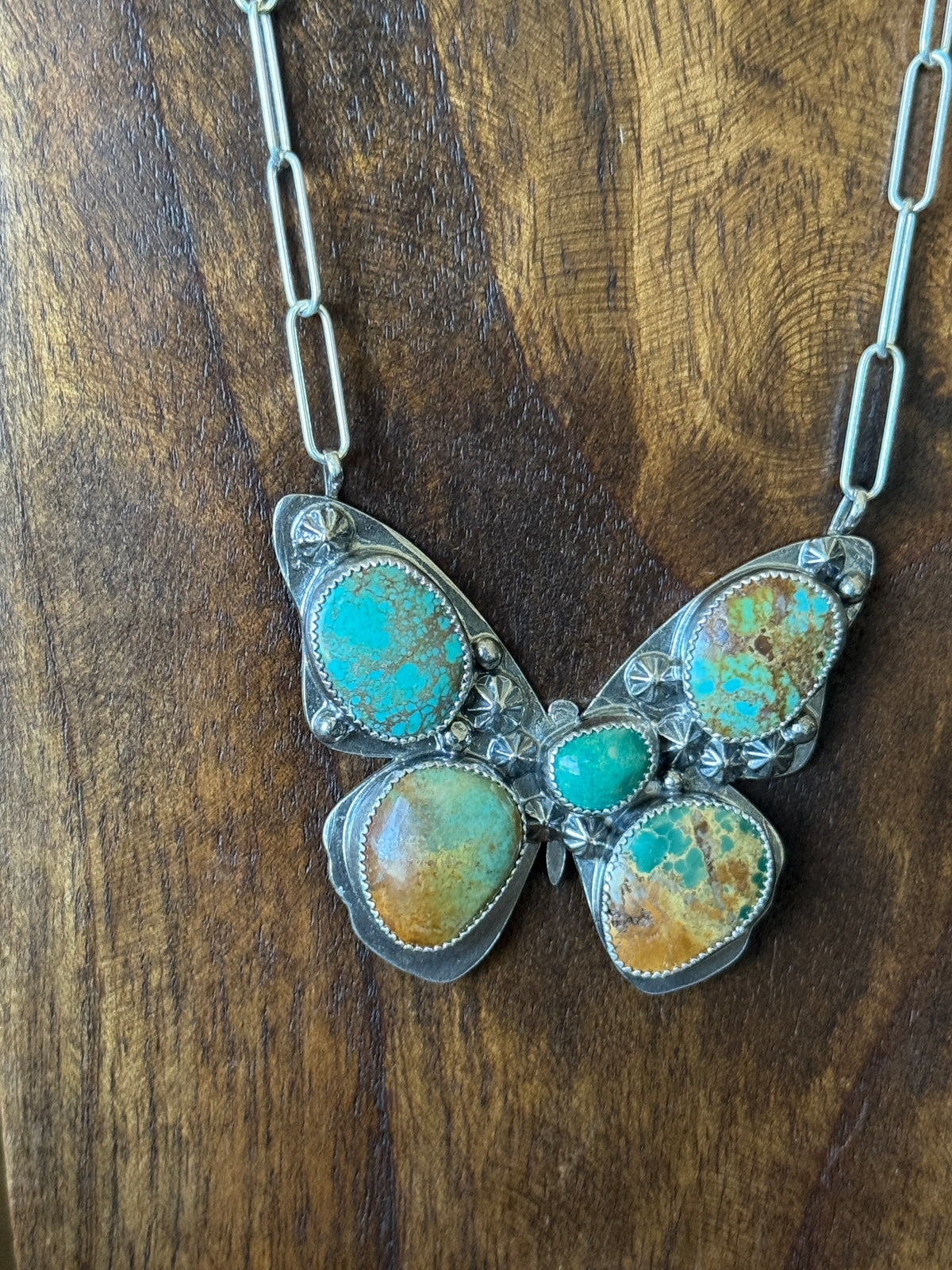 Royston Turquoise butterfly Necklace, 19”