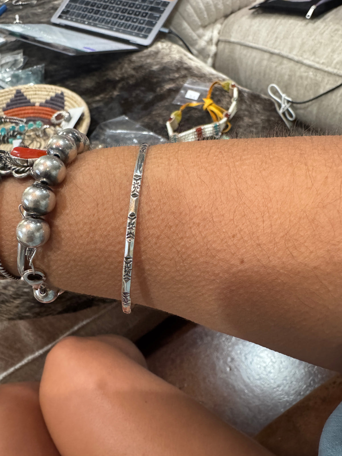 Sterling stamped bangle bracelet