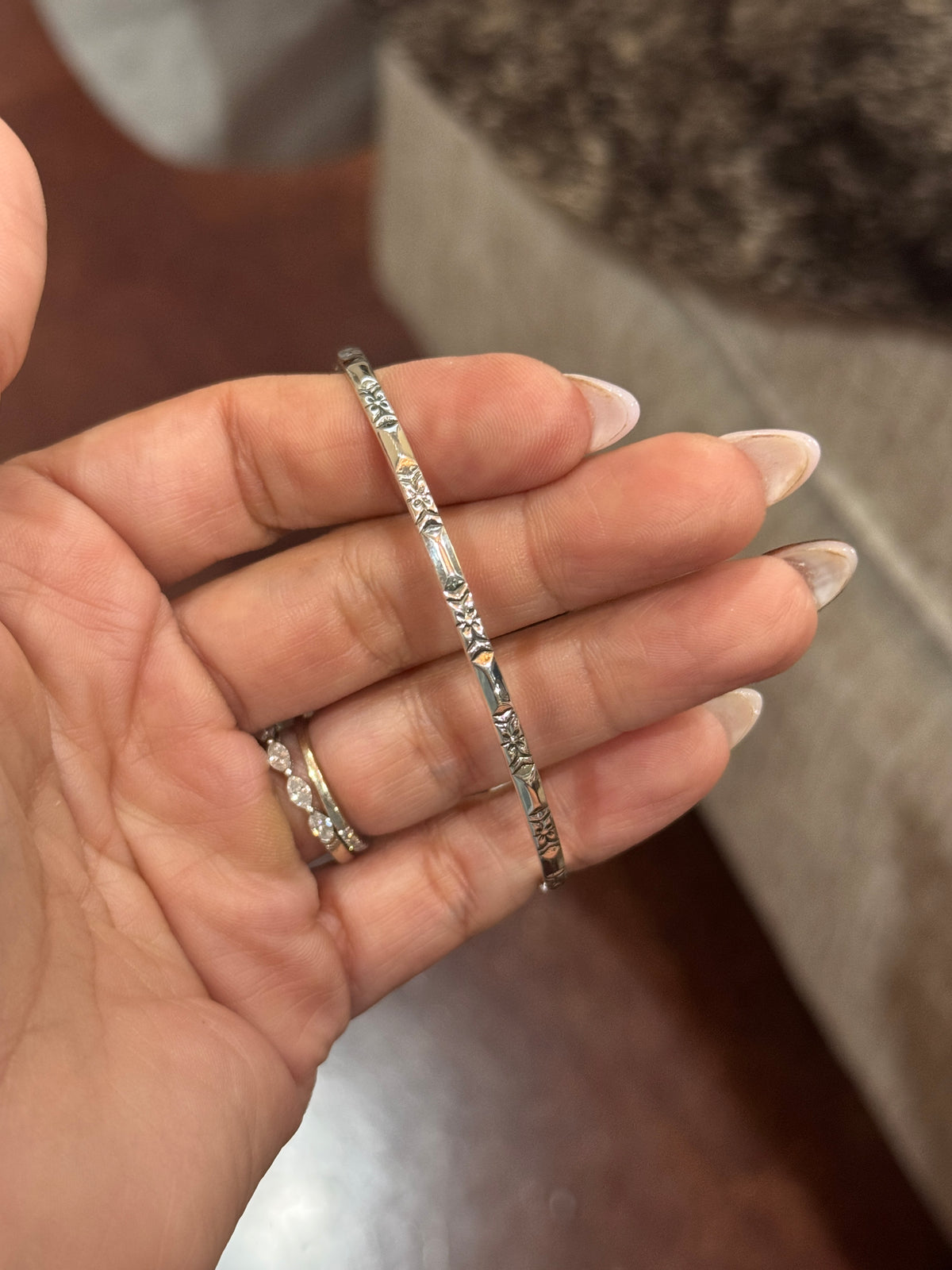Sterling stamped bangle bracelet
