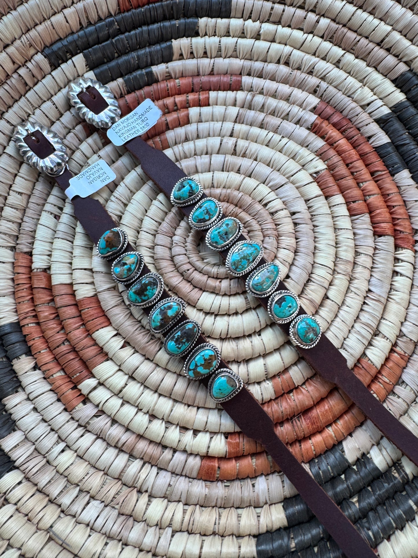 Leather Kingman Turquoise Bracelet