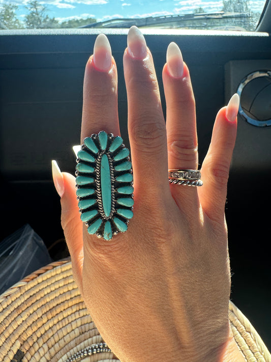 Cluster Ring Turquoise Size 8 Kingman