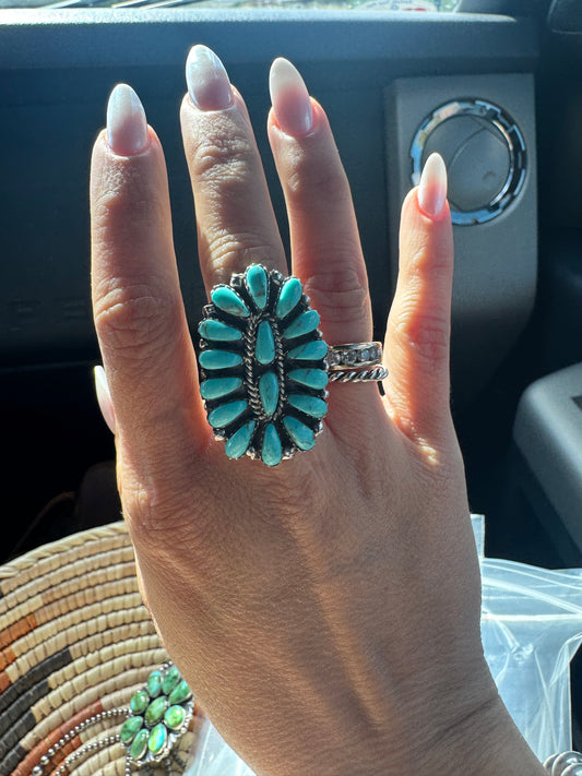 Cluster Ring Turquoise Size 8 Kingman