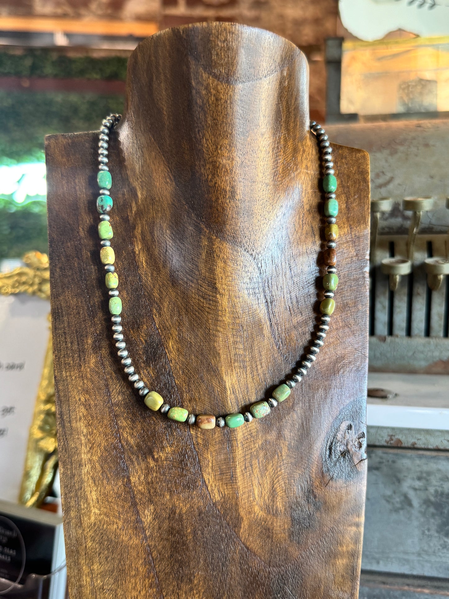 Square Turquoise Nugget 16” 4mm pearls