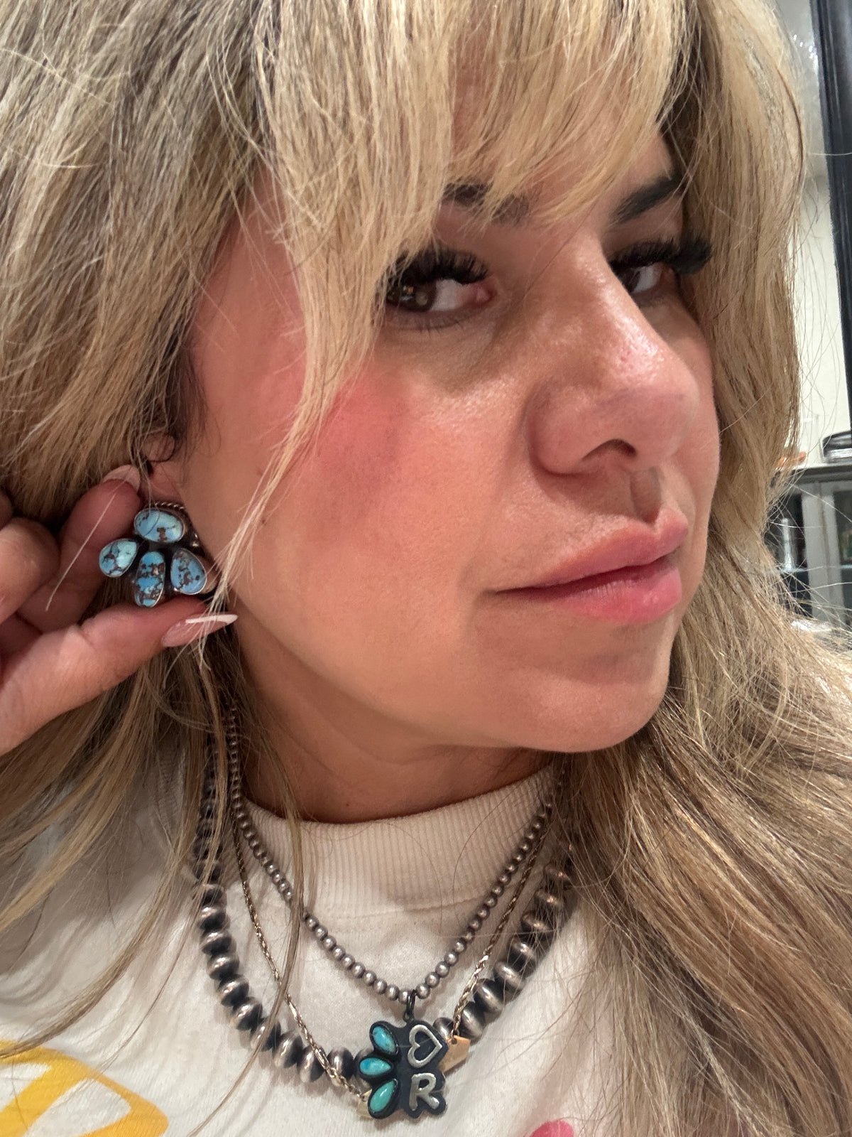 Golden Hills 4 Stone cluster Earrings