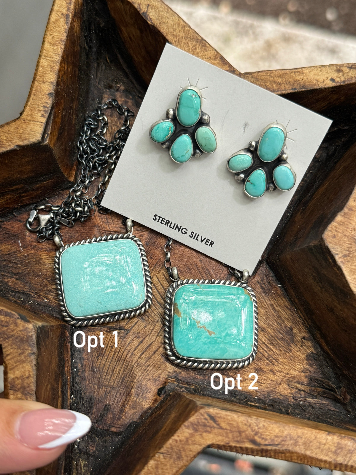 Kingman Turquoise Large Square Bar Necklace, Augustine Largo 17" Option 1
