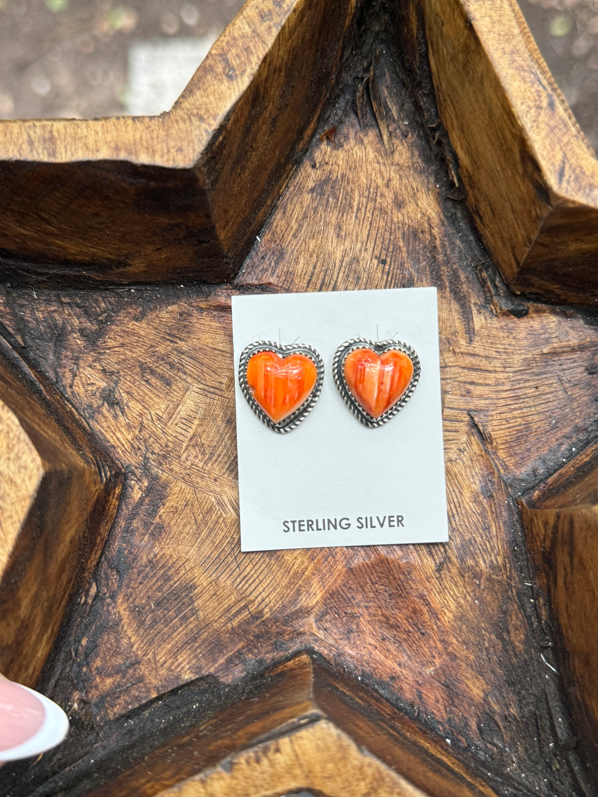Orange Spiny Heart Stud Earrings Opt 2
