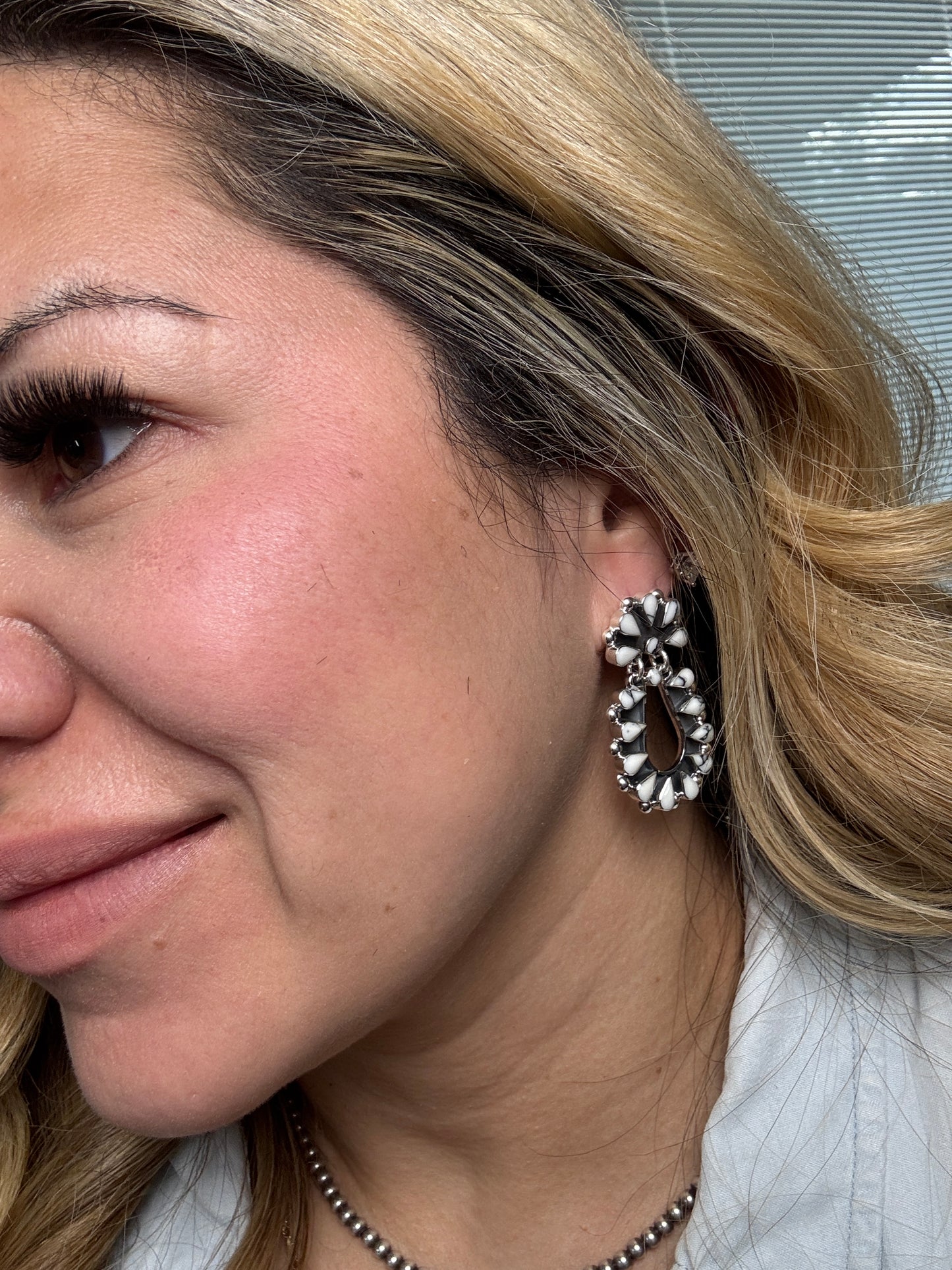 White Buffalo DROP CLUSTER POST EARRINGS