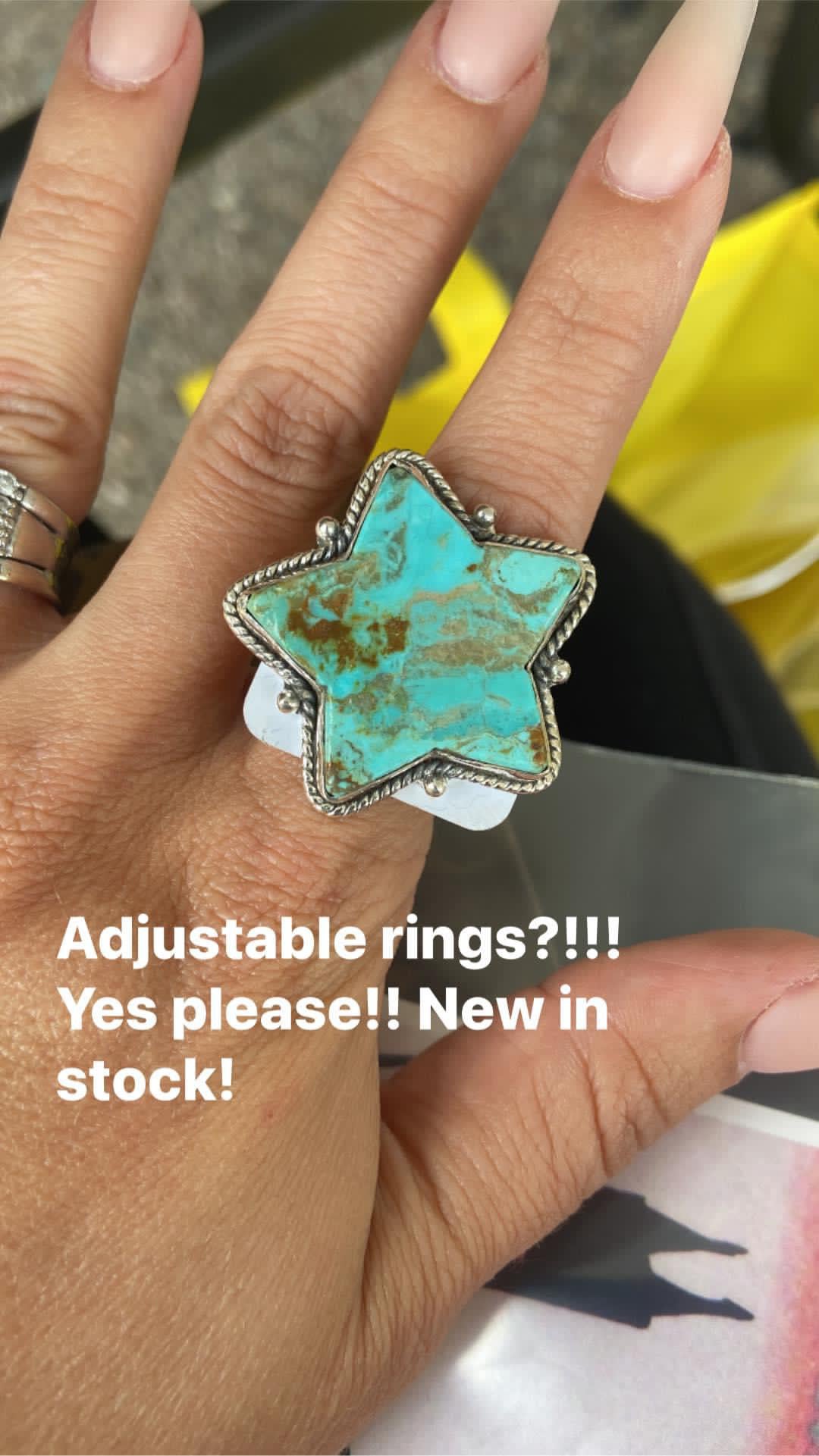 Adjustable Turquoise Star Rings