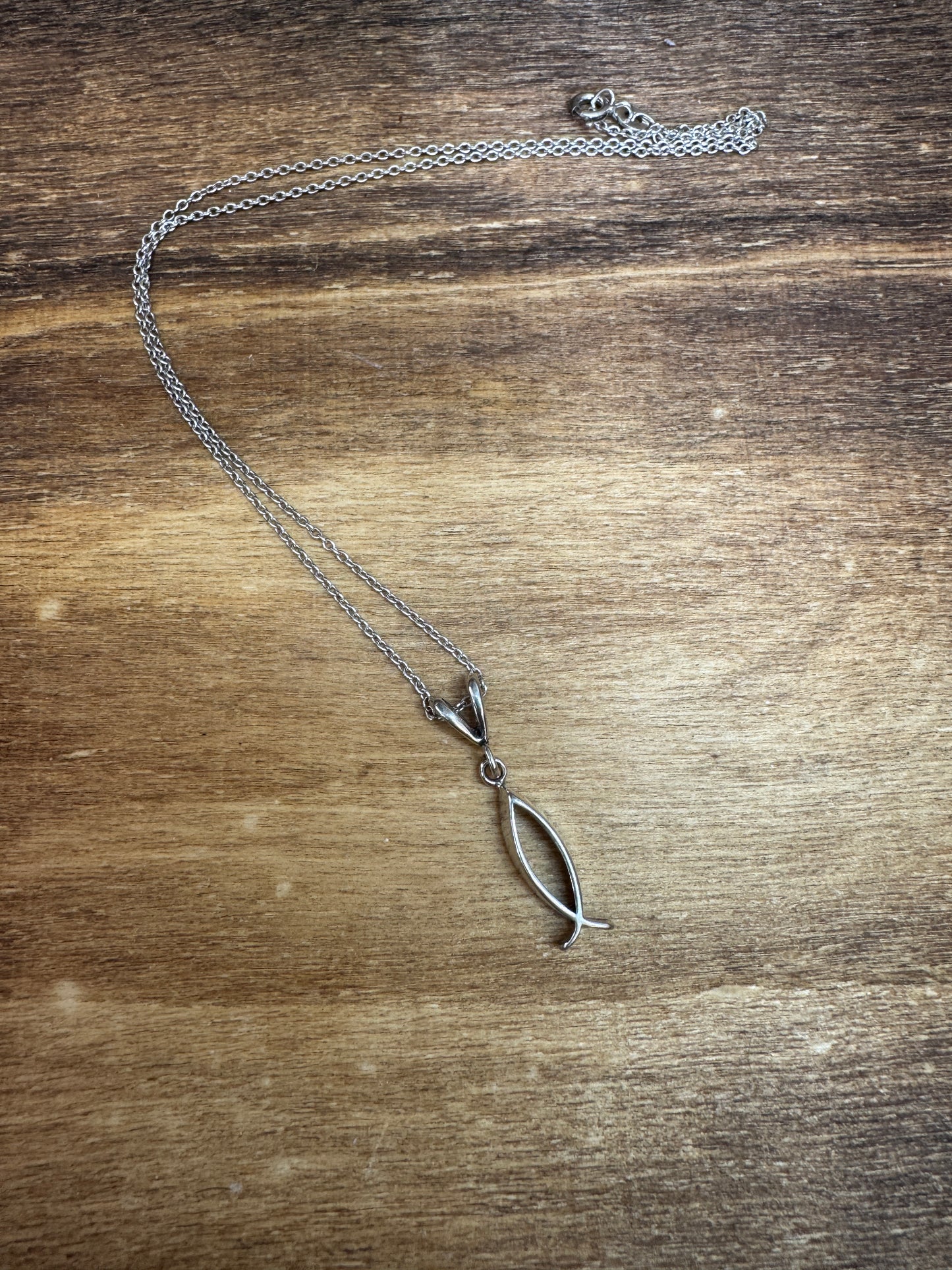 18” Sterling Necklace with Ichthys