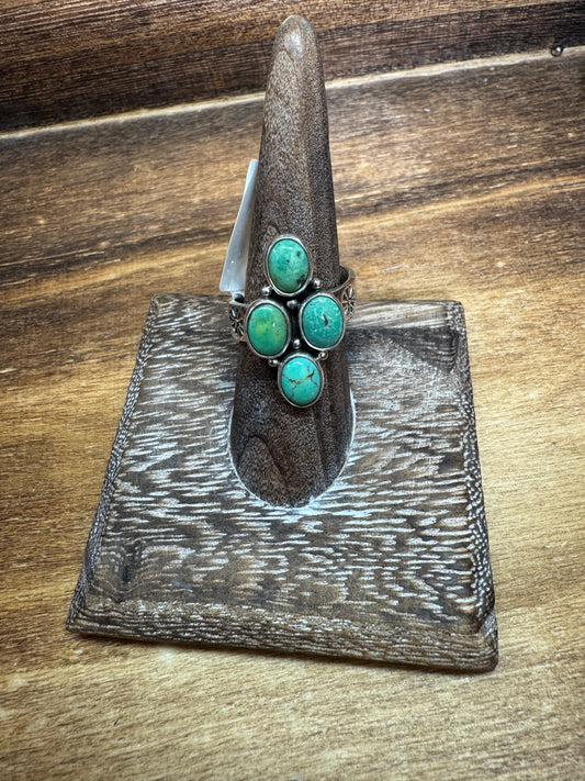 Adjustable Turquoise Ring 4 Stone