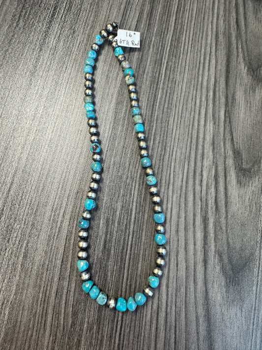 6mm + Turquoise Round Necklace