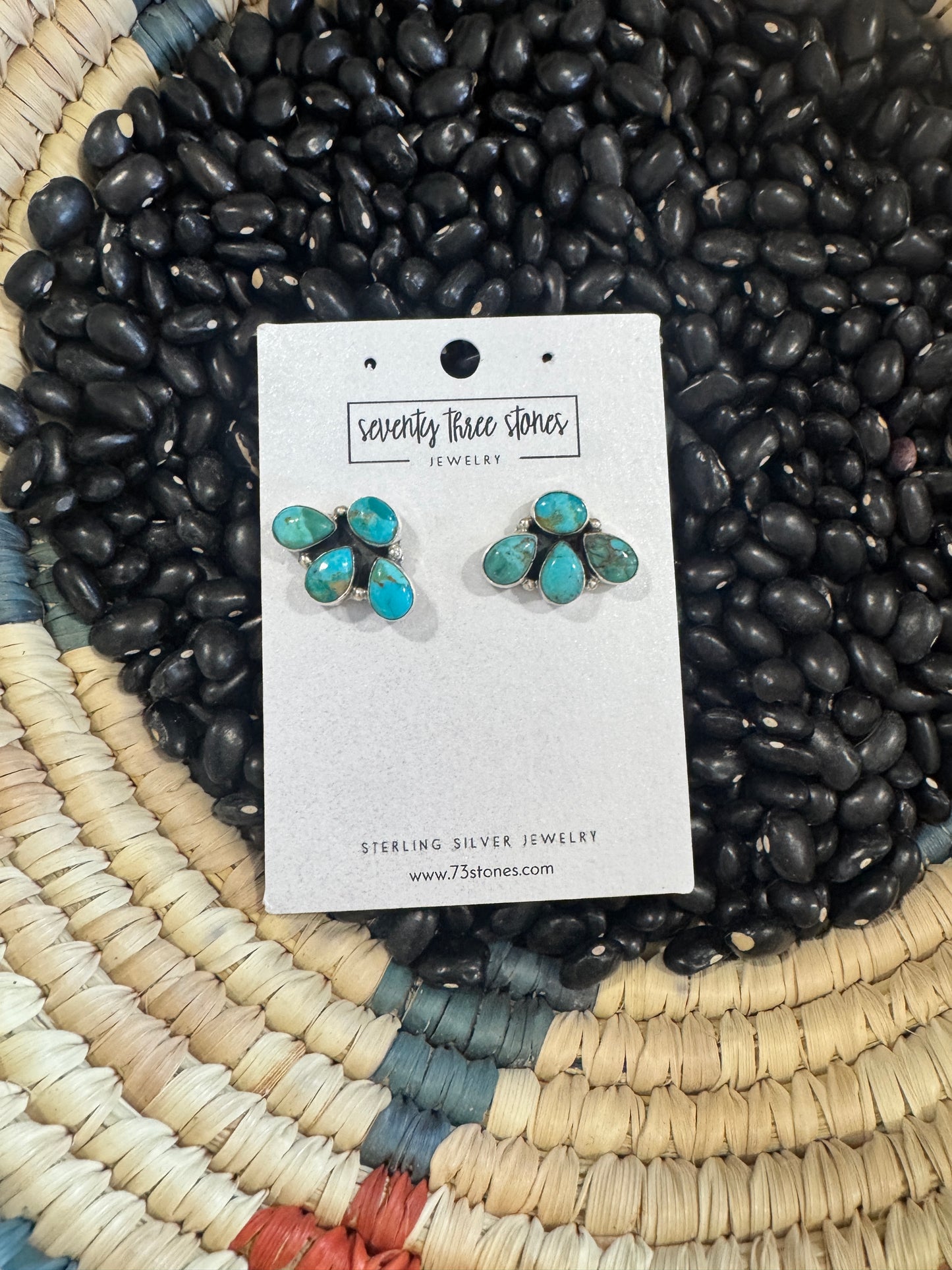 4 Stone Cluster Turquoise EG