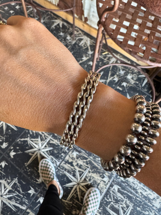 Triple twist silver cuff