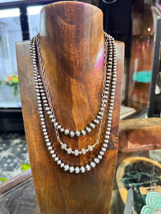 Gold And Silver Pearl Bar Necklace