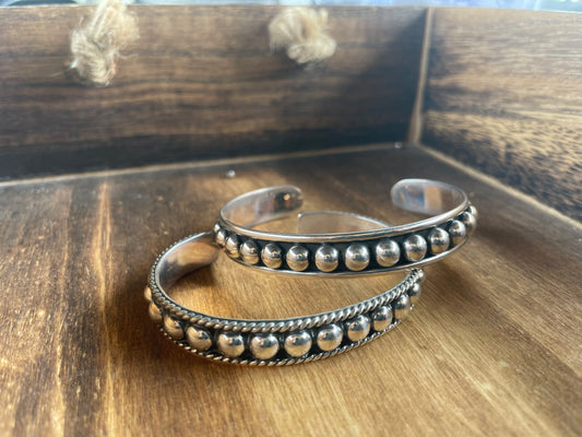 Twist Rope Sterling Silver Beaded Cuff