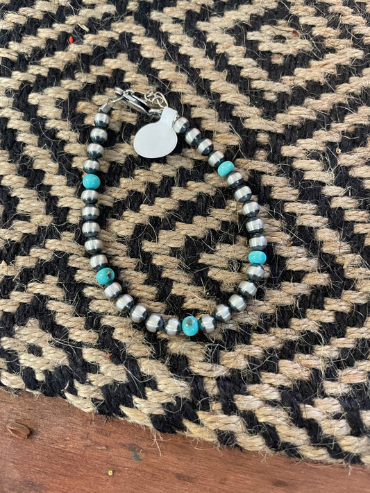 5mm + Turquoise Navajo Pearl Bracelet