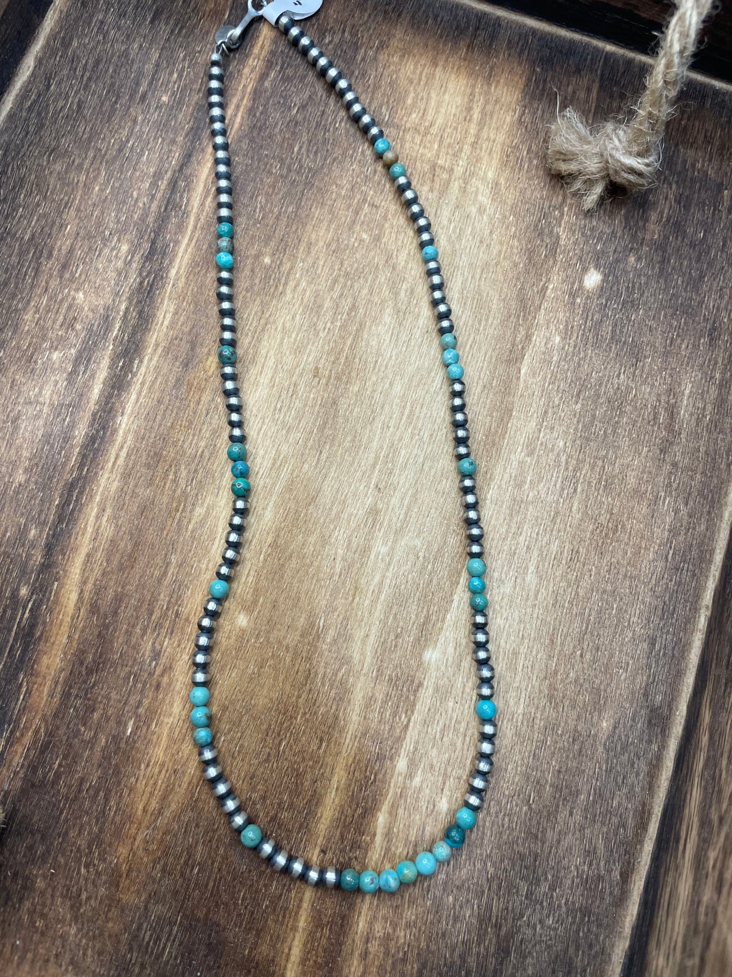 4mm 18” Turquoise with Navajo Pearls