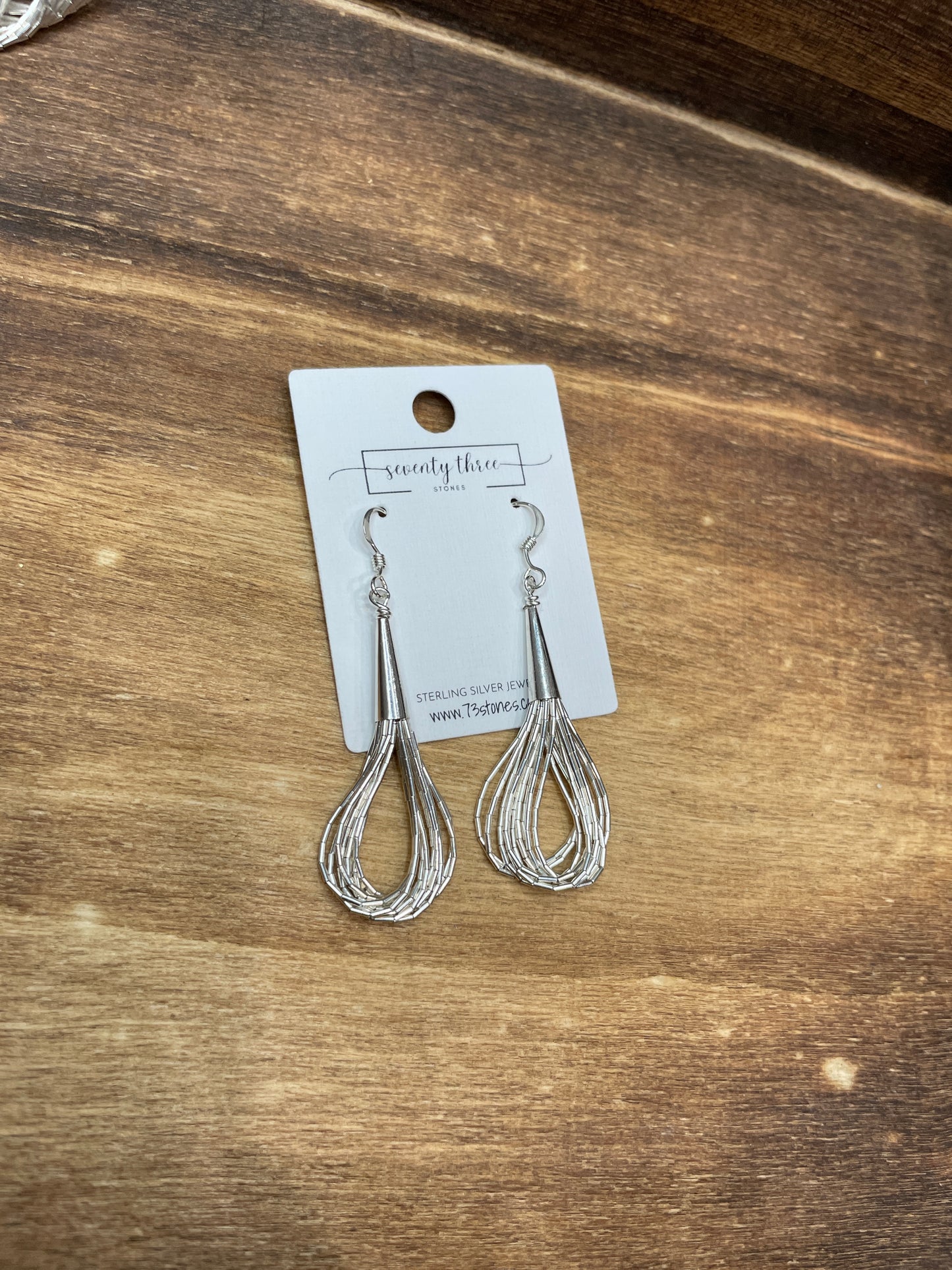 Liquid Silver 10 Strand Teardrop Earrings 2”