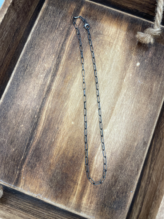 8mm Paper Clip Chain Sterling Silver Necklace 18”