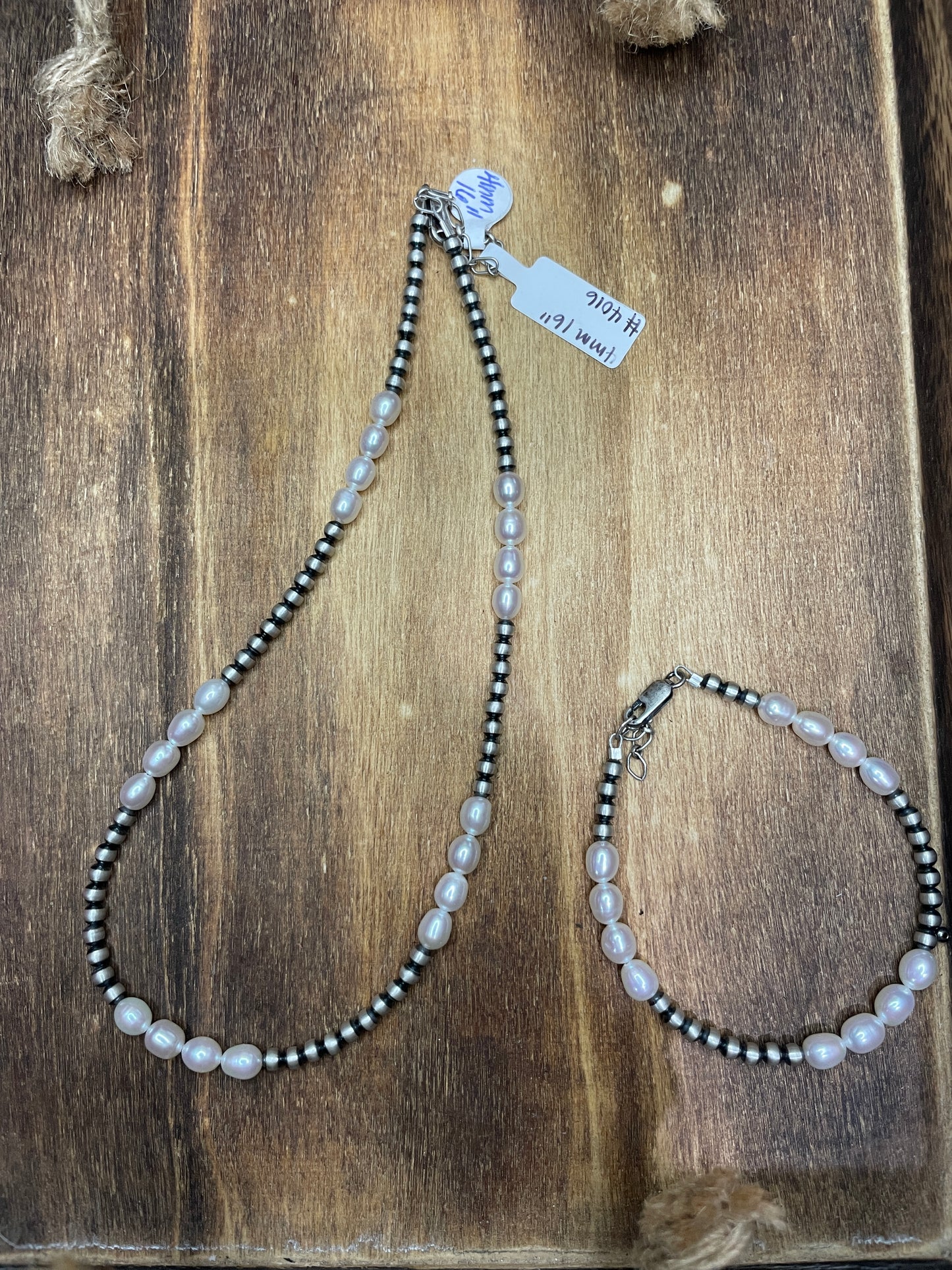4mm Navajo Pearl Necklace + Fresh Water Pearl 16” w/ extender