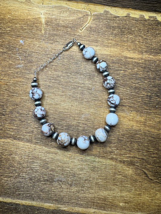 Wild Horse + 5mm Sterling Pearl bracelet