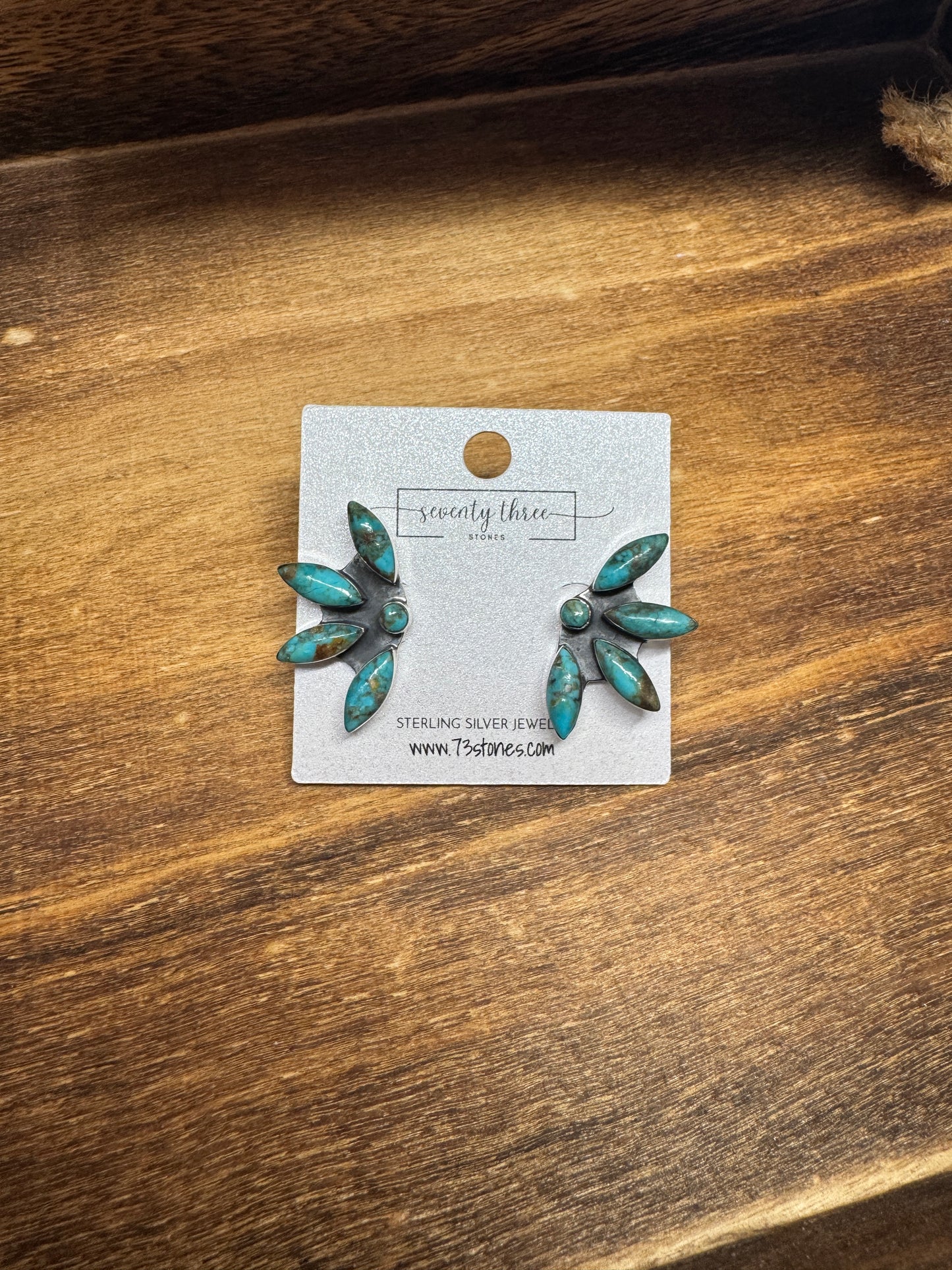 1" 1/2 Flower Turquoise Earrings