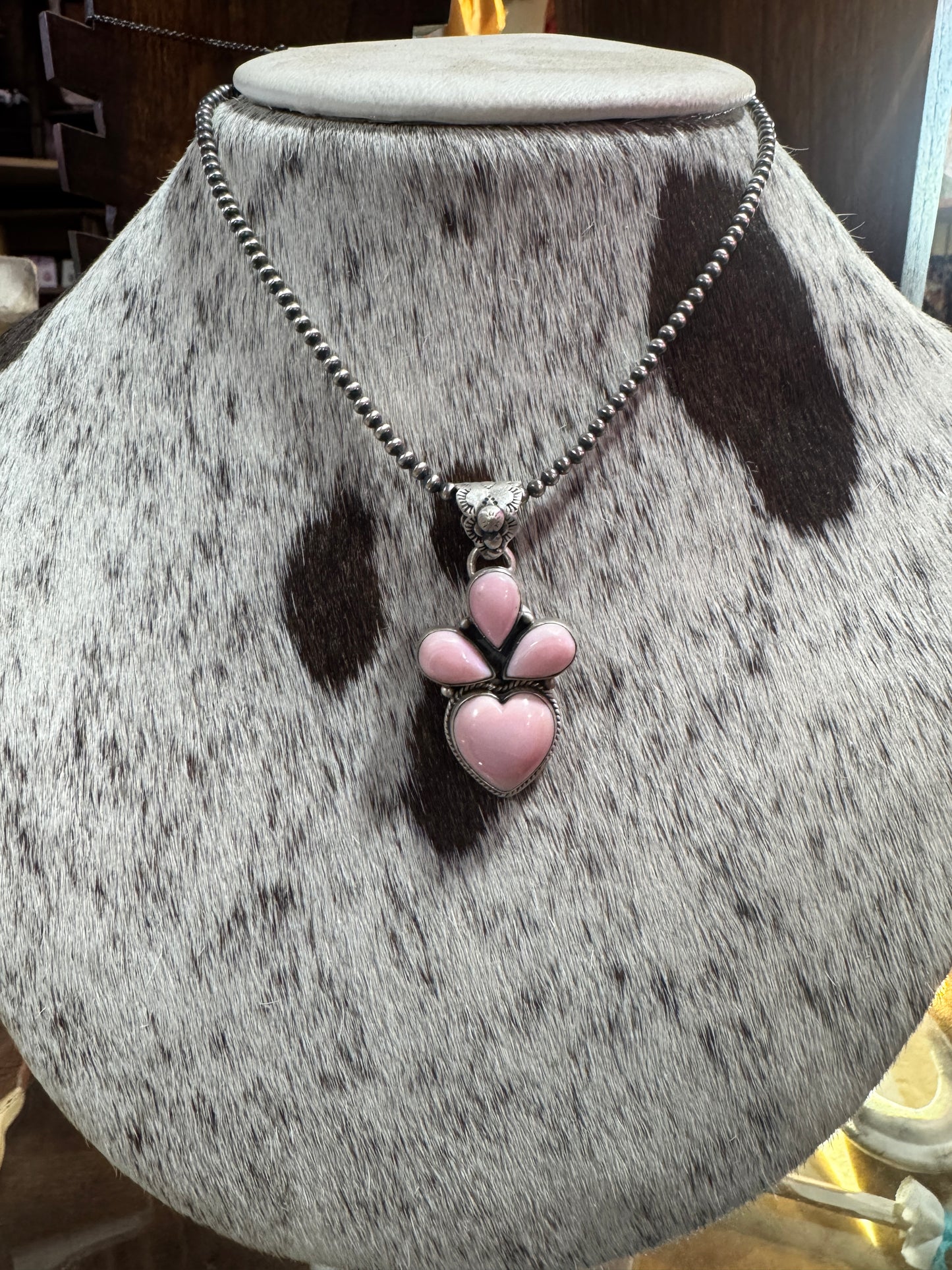 Pink Conch Heart Pendant
