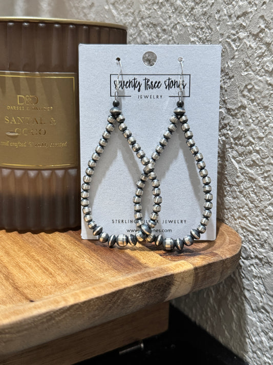 3.25" 4mm teardrop Navajo Pearl earrings