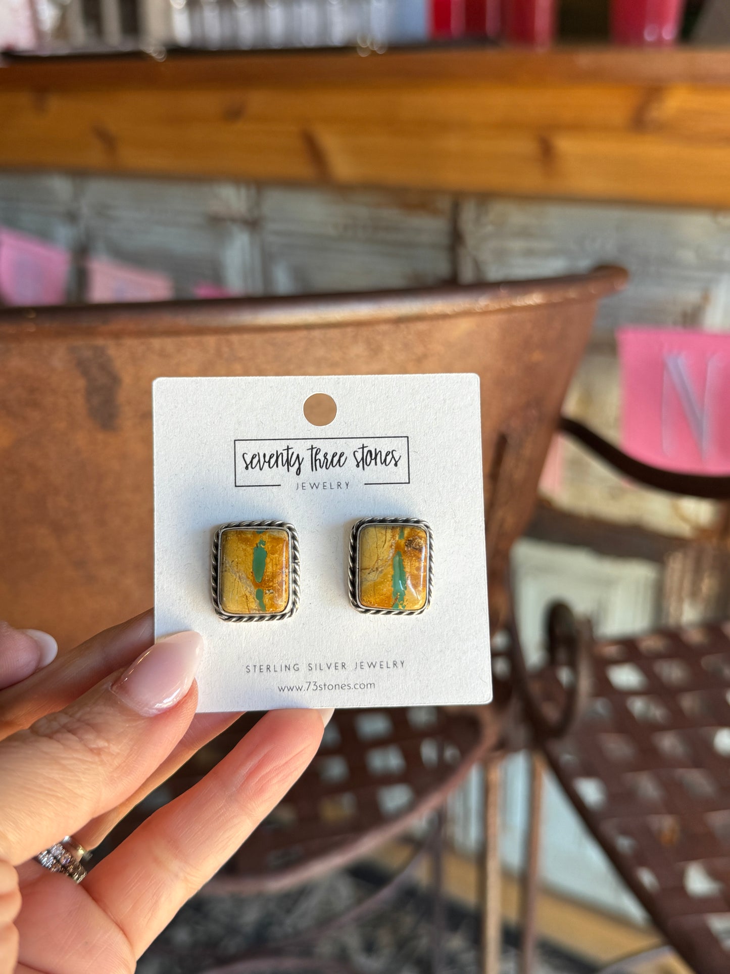 Royston Ribbon Square Stud Earrings