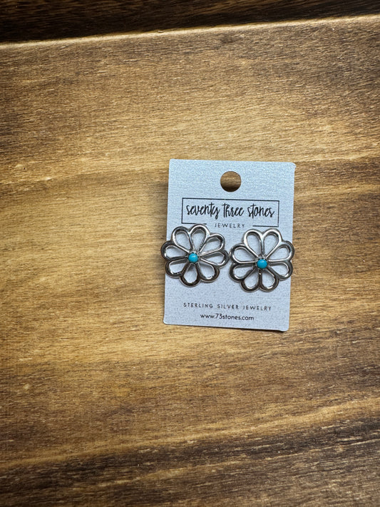 Flower + Turquoise stud