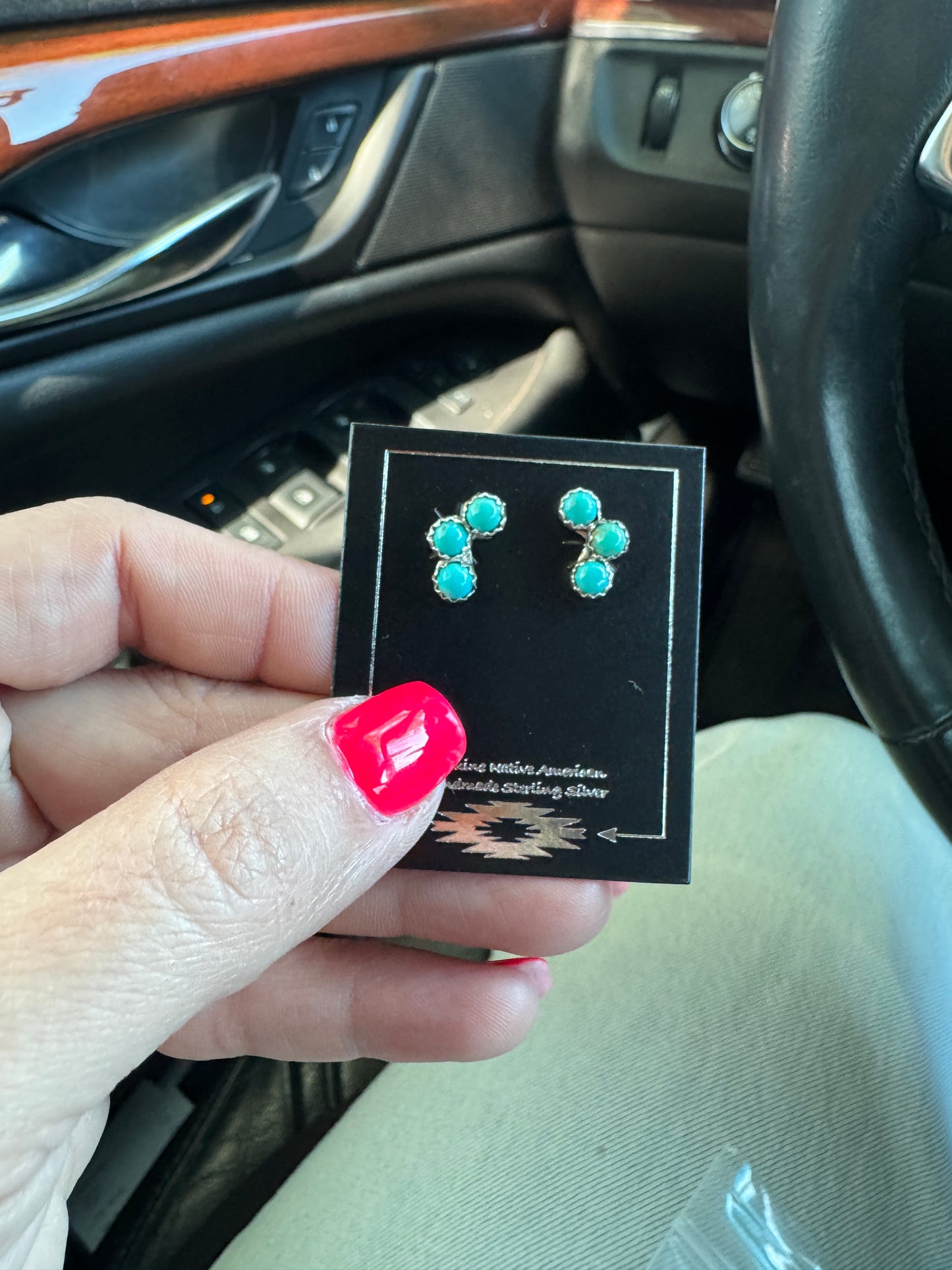 Turquoise 3 stone earring