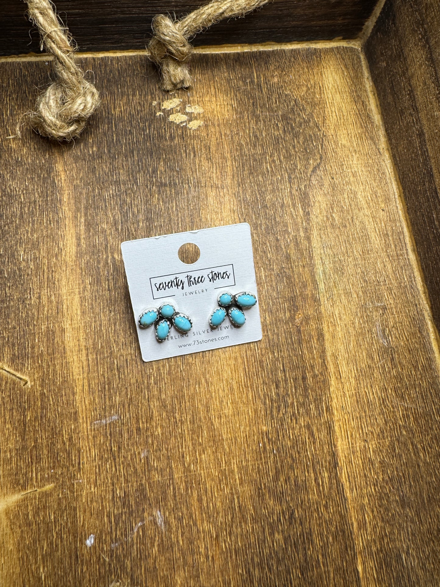 Mini turquoise 4 stone cluster 1/2”