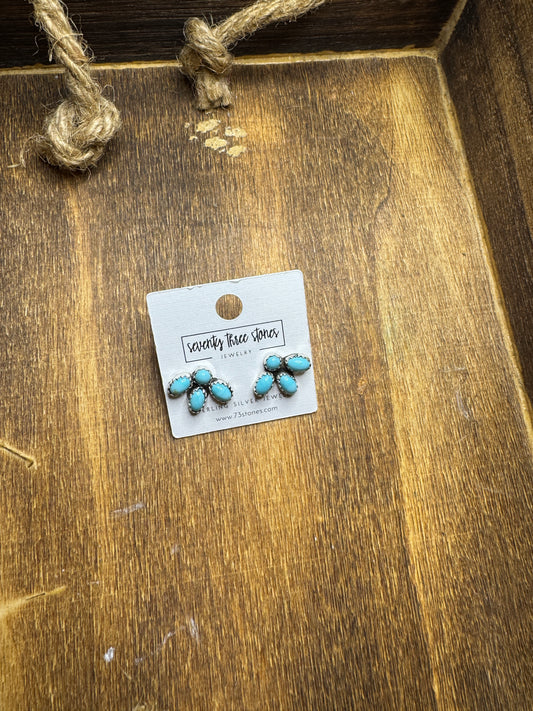 Mini turquoise 4 stone cluster 1/2”