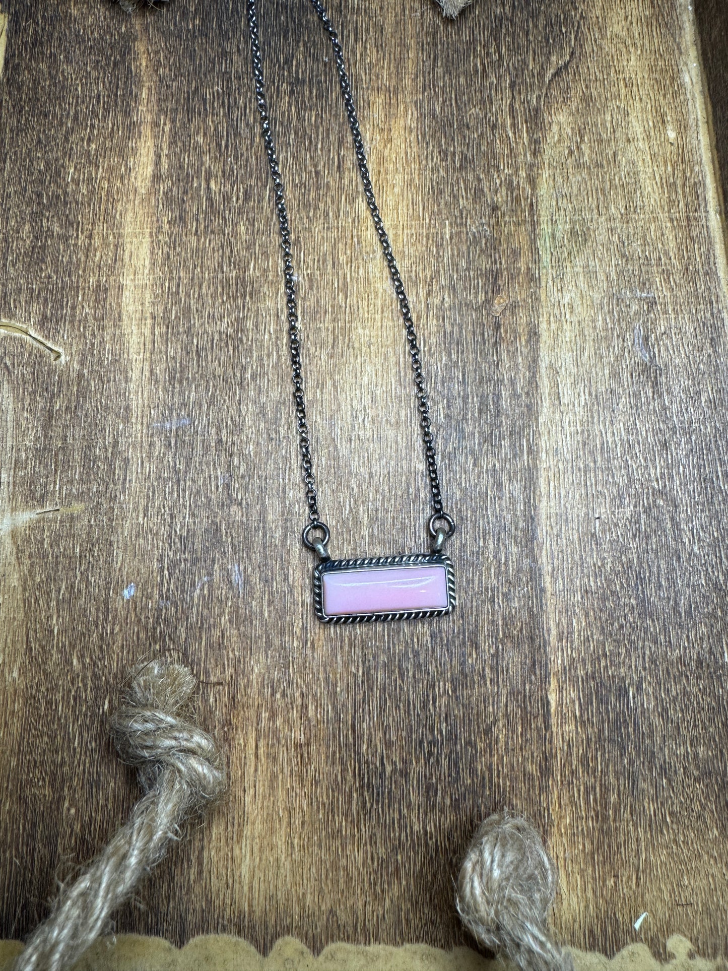 Pink Conch 1” Bar Necklace 17”