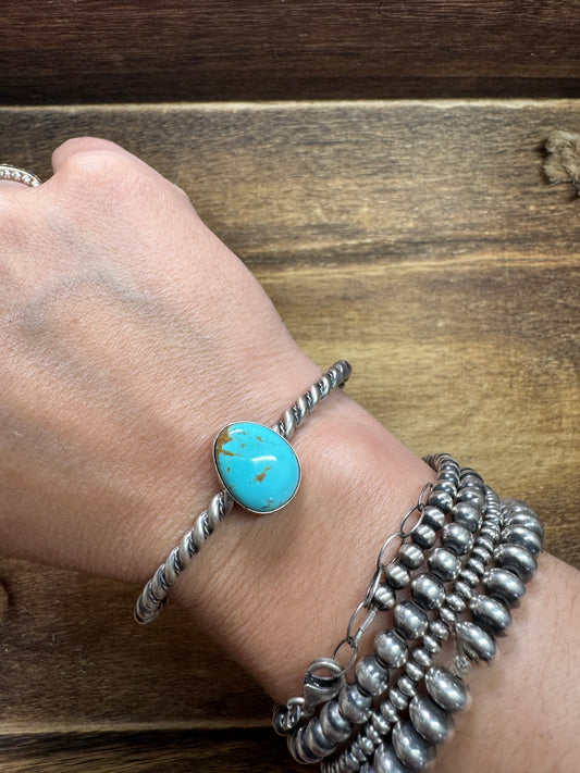 Turquoise Sterling Silver Twist Cuff