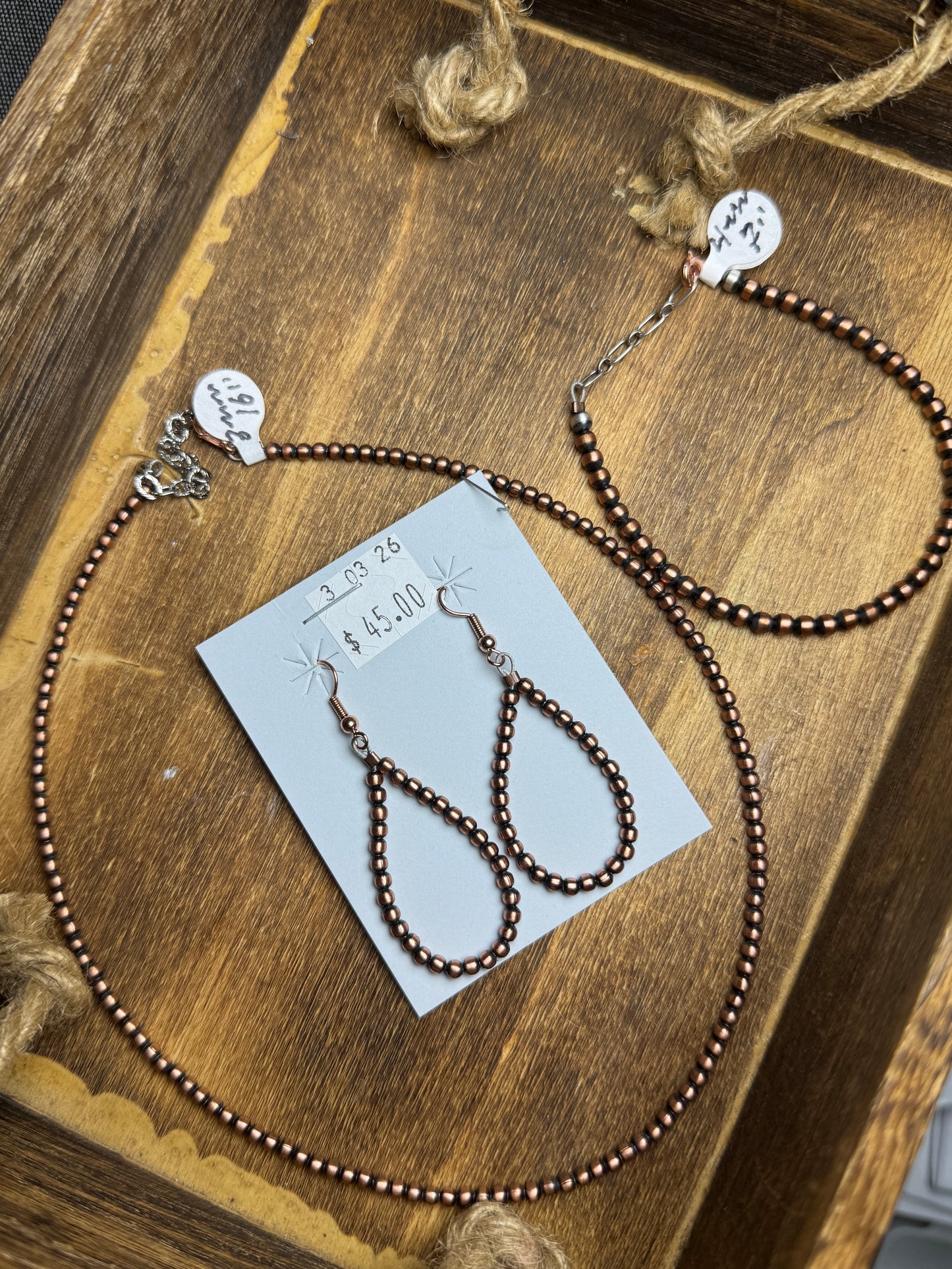 3mm 16" Copper navajo pearl necklace