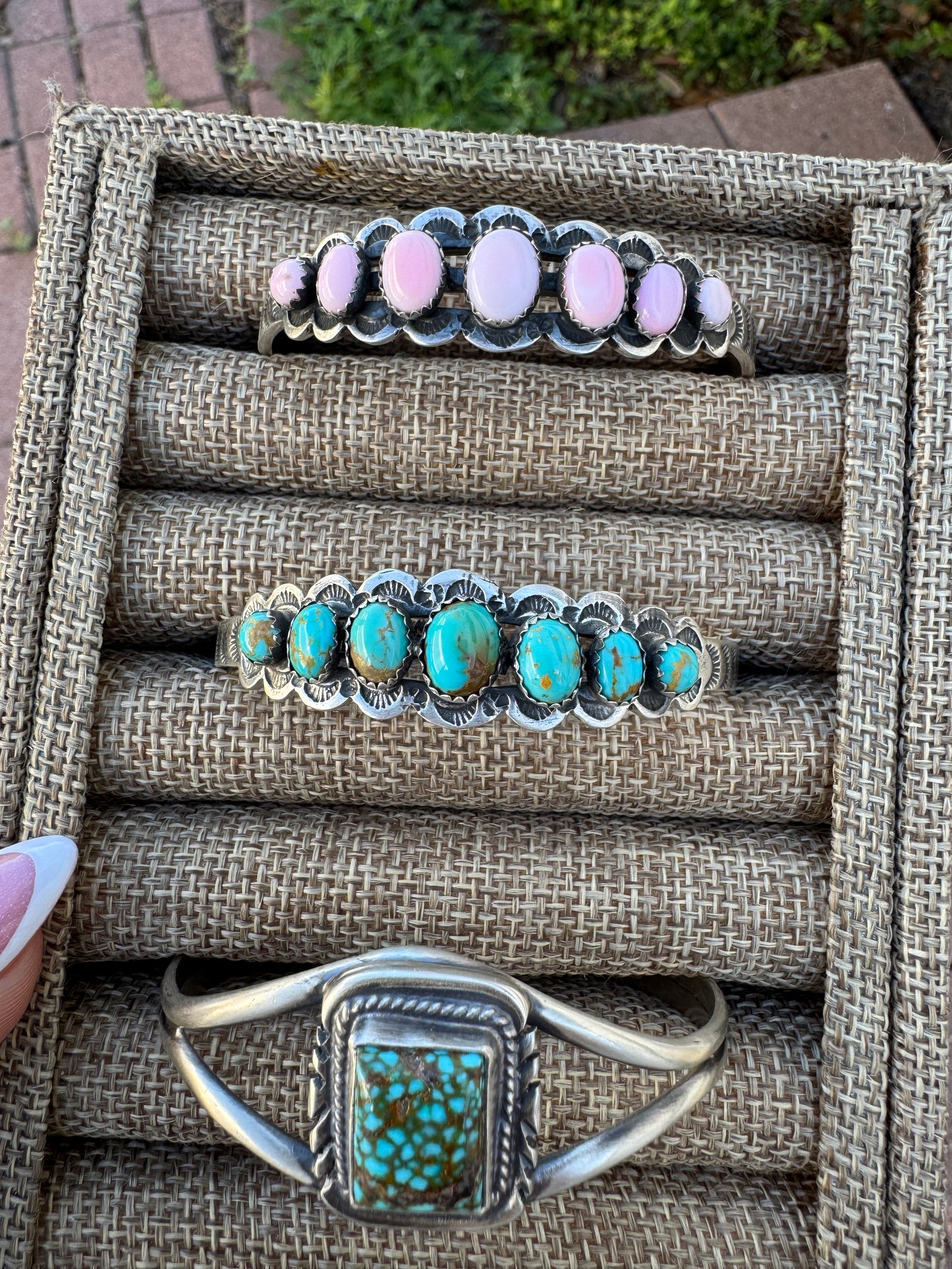 Webbed Kingman Square stone Cuff