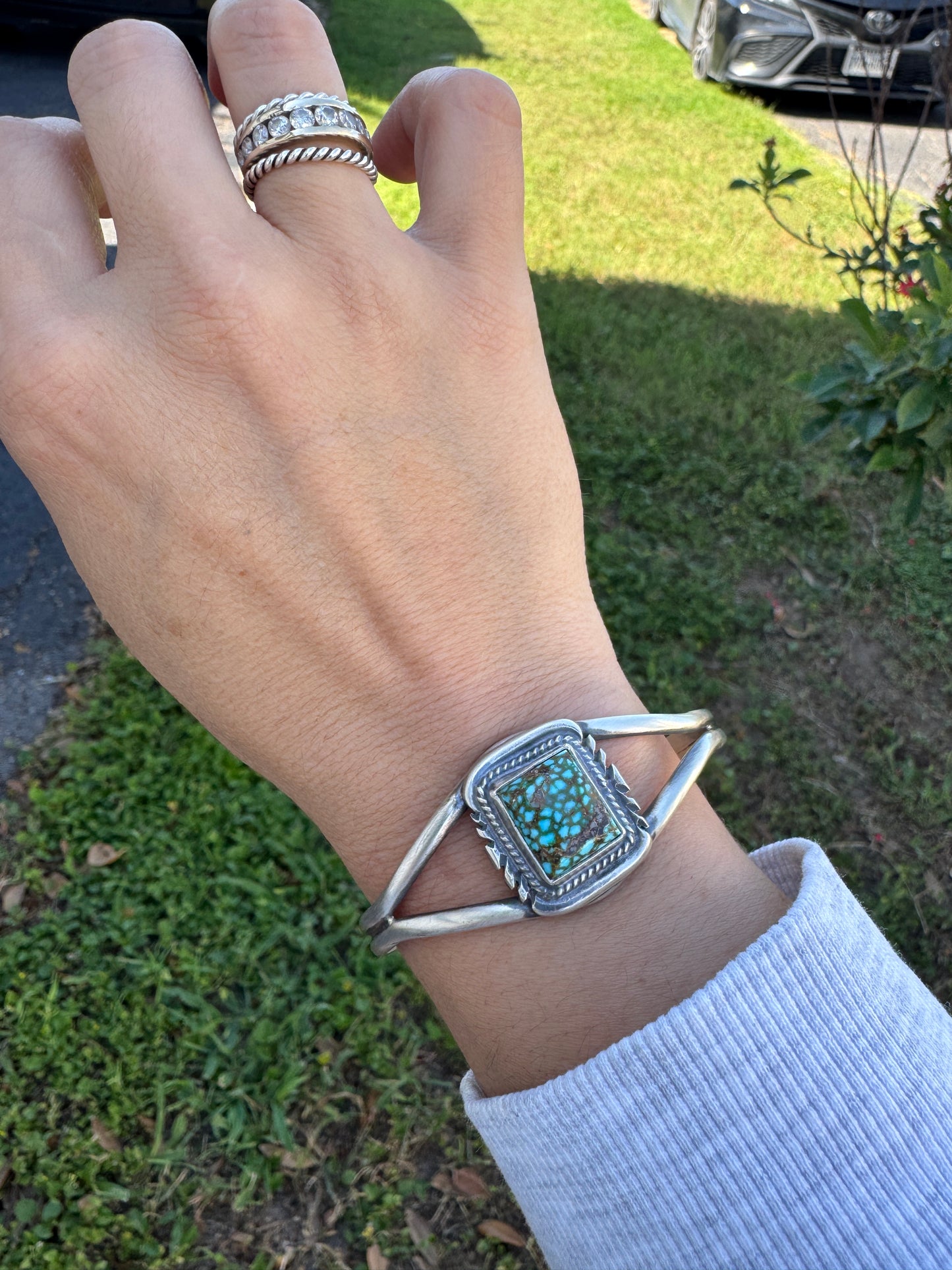 Webbed Kingman Square stone Cuff