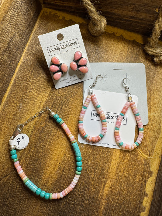 Pink and Turquoise 4 and 5mm bracelet