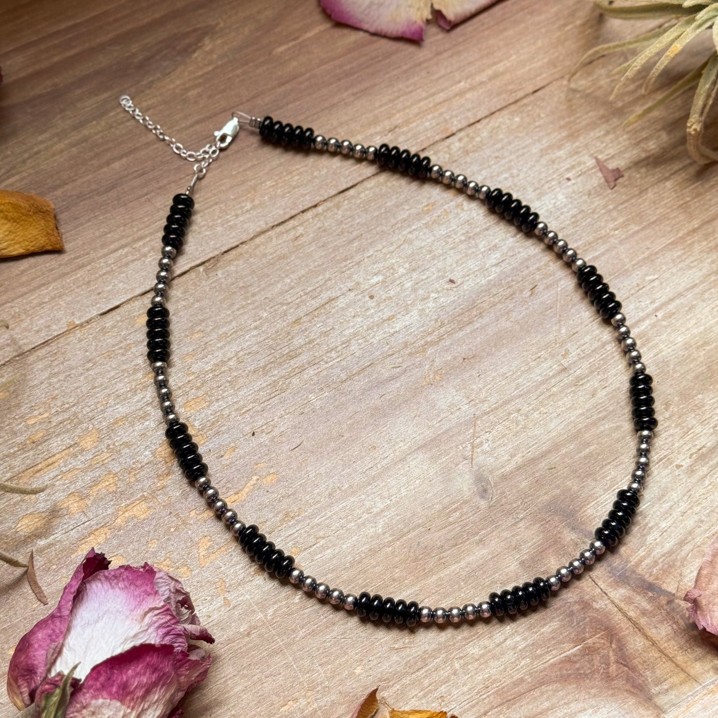 Sterling Silver Pearl & Black Onyx Necklace – 16”