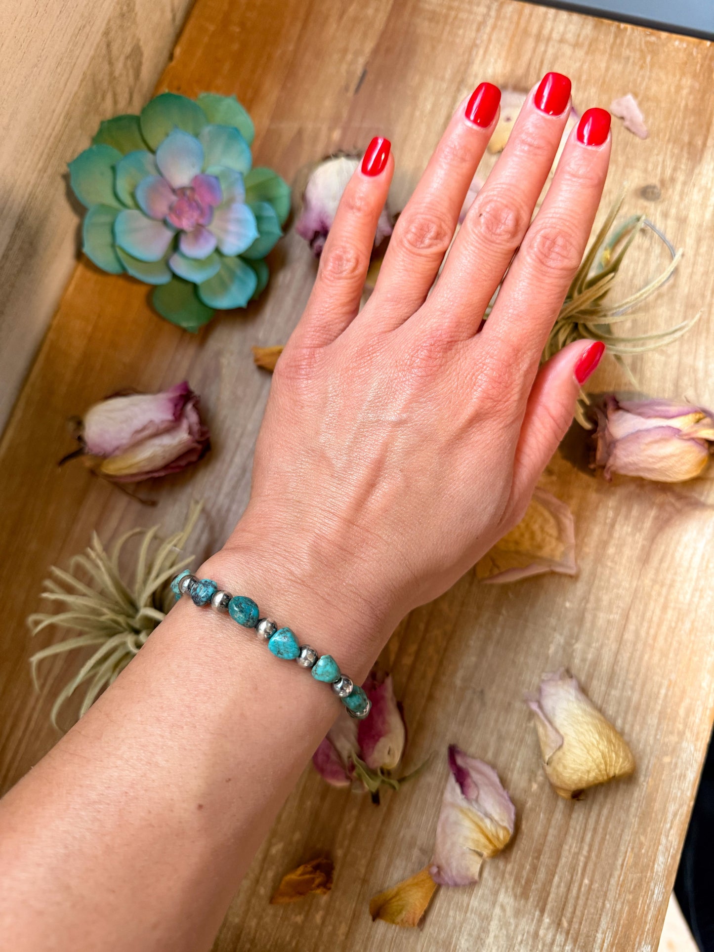 Sterling Silver & Blue Turquoise Nugget Bracelet –