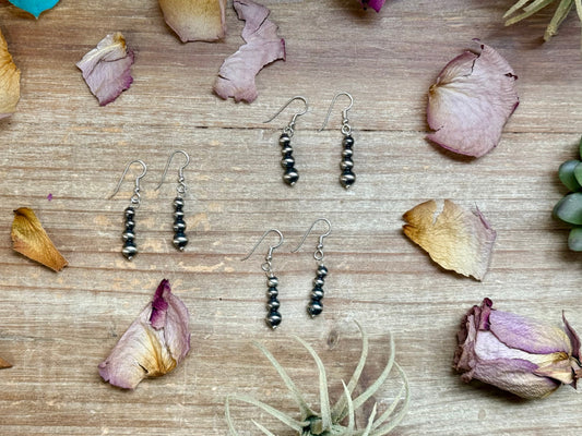 Sterling Silver Round Pearl Dangle Earrings – Handmade by Colby Ogg & Addalie Ogg – USA Made