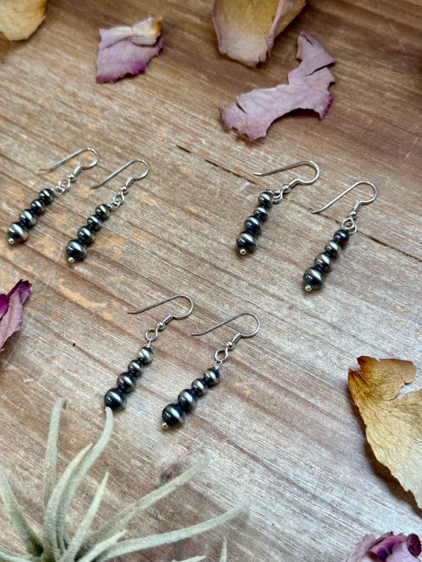 Sterling Silver Round Pearl Dangle Earrings – Handmade by Colby Ogg & Addalie Ogg – USA Made