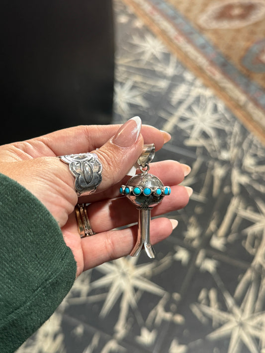 Sleeping Beauty Squash Blossom Pendant