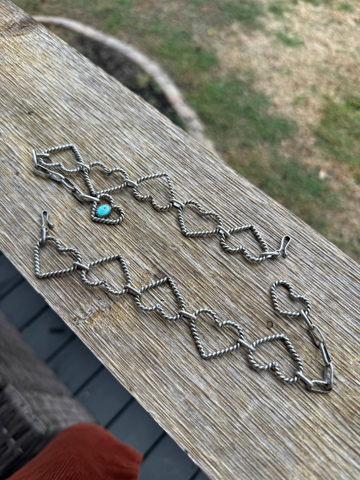 Sterling 5 Heart Bracelet 6.5"-9.5" No Turquoise