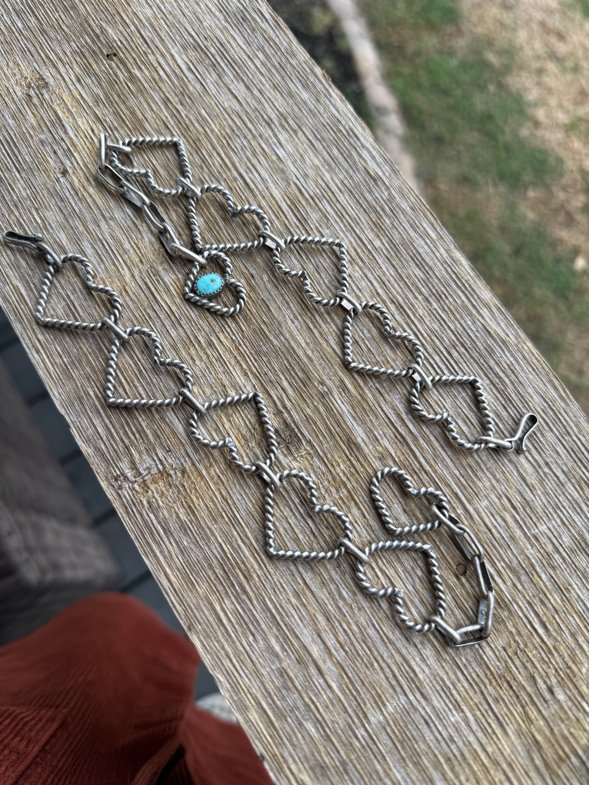 Sterling 5 Heart Bracelet 6.5"-9.5" No Turquoise