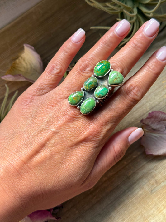 Green Turquoise Sterling Silver Ring – Size 8.5