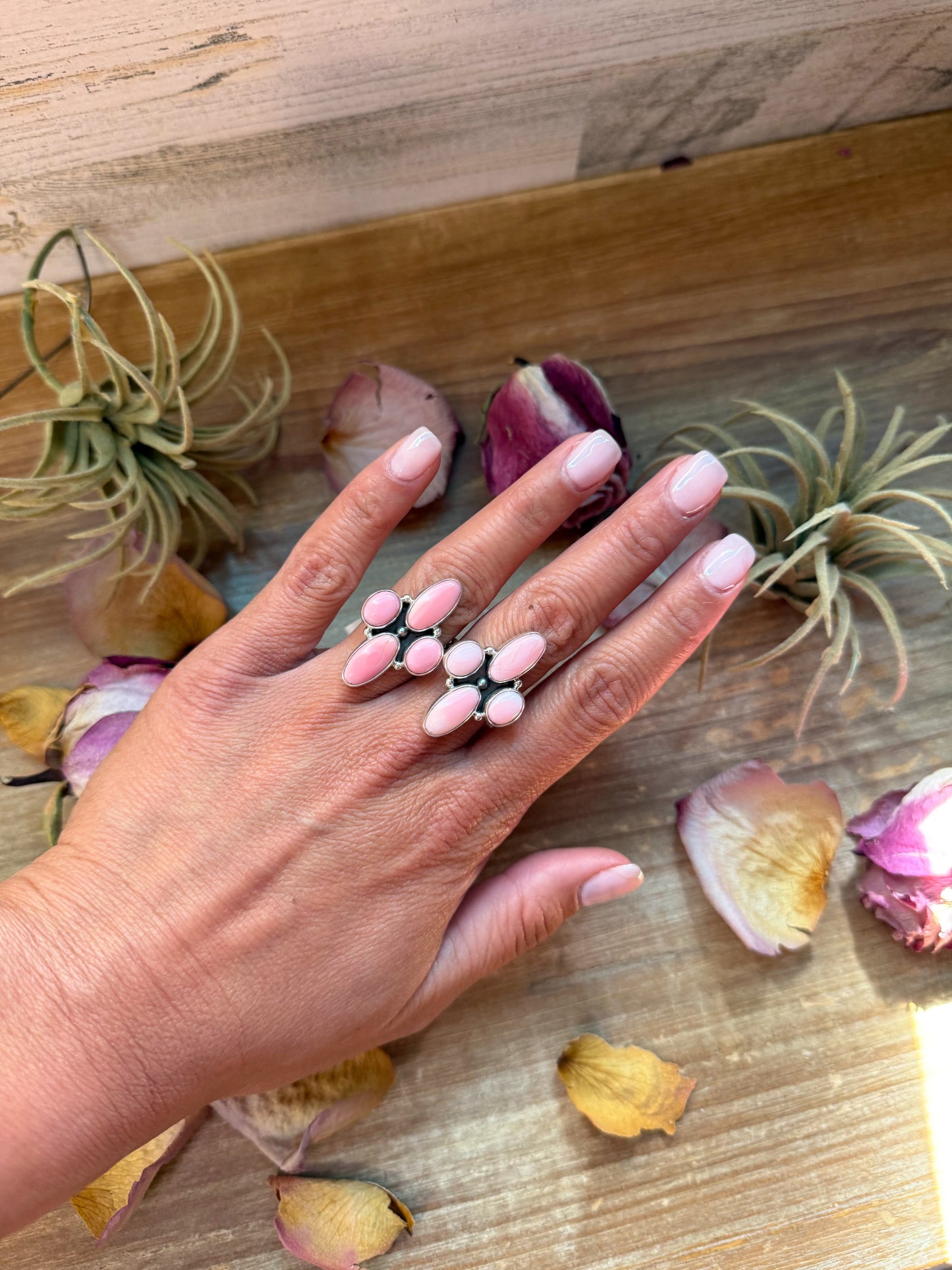 Pink Conch Shell Sterling Silver Ring – Size 7 or 8